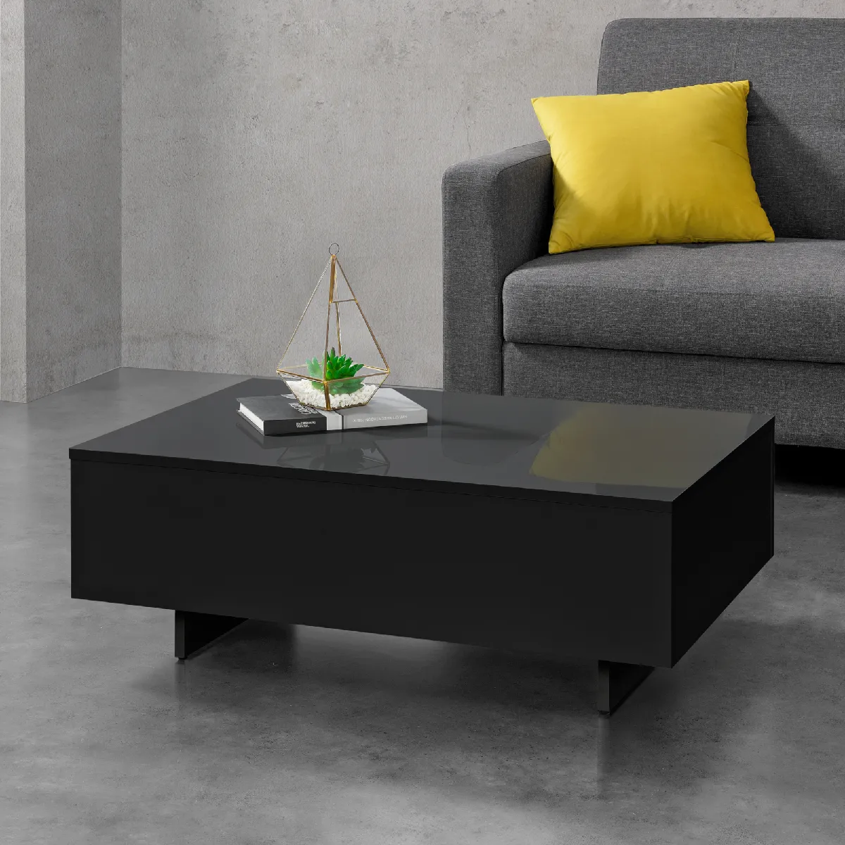 Meilleurs prix pour en_casa Table basse 85x55x31 cm - Noir Brillant