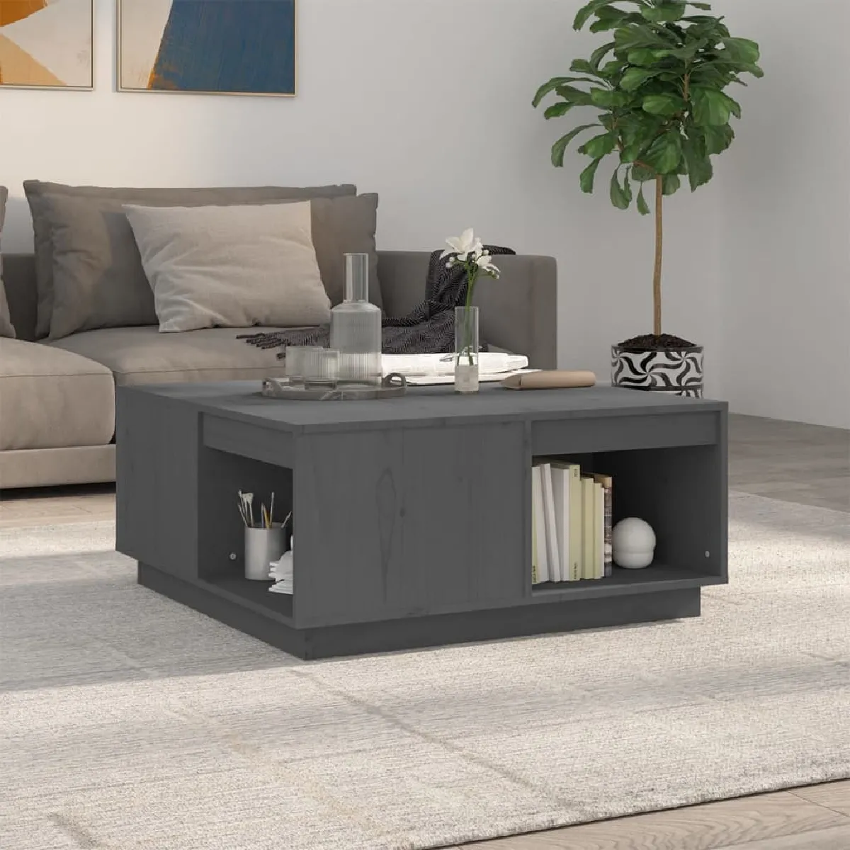 Meilleurs prix pour Table Basse Pin Massif Gris 80 cm