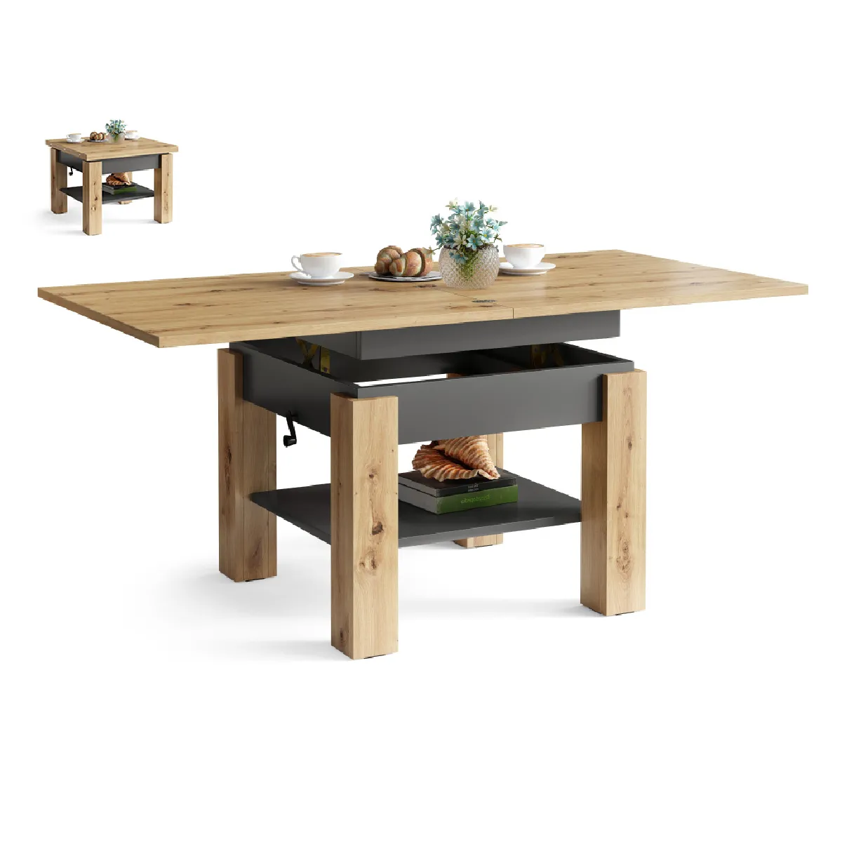 Meilleurs prix pour DUSINE Table Basse OREO - Bois/Gris