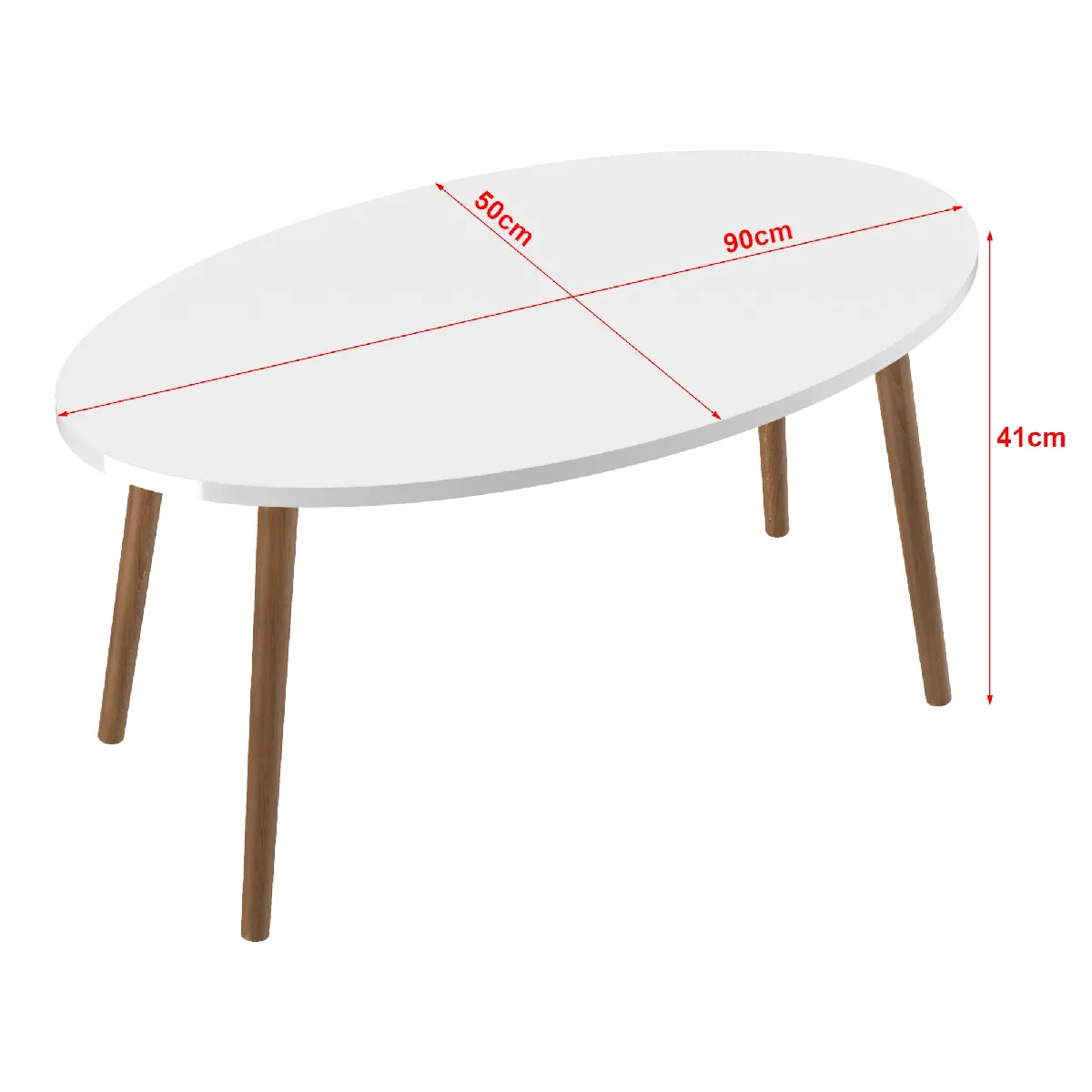 Comparer les prix de Table basse ovale - Blanc et Naturel