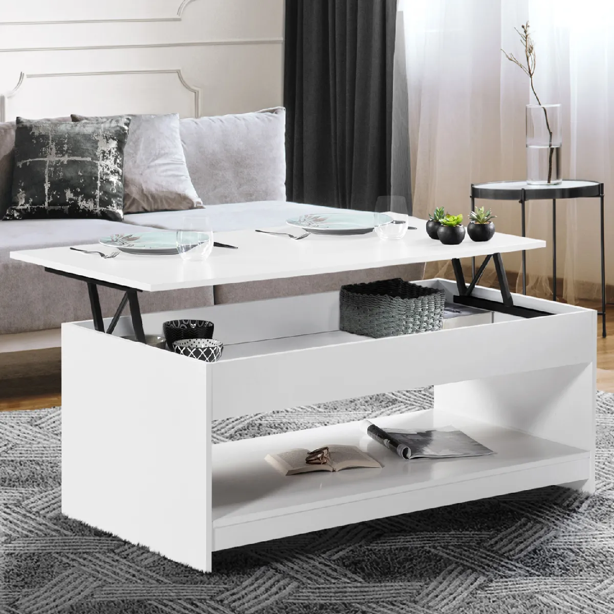 Meilleurs prix pour Table basse SOA - Bois blanc - Plateau relevable
