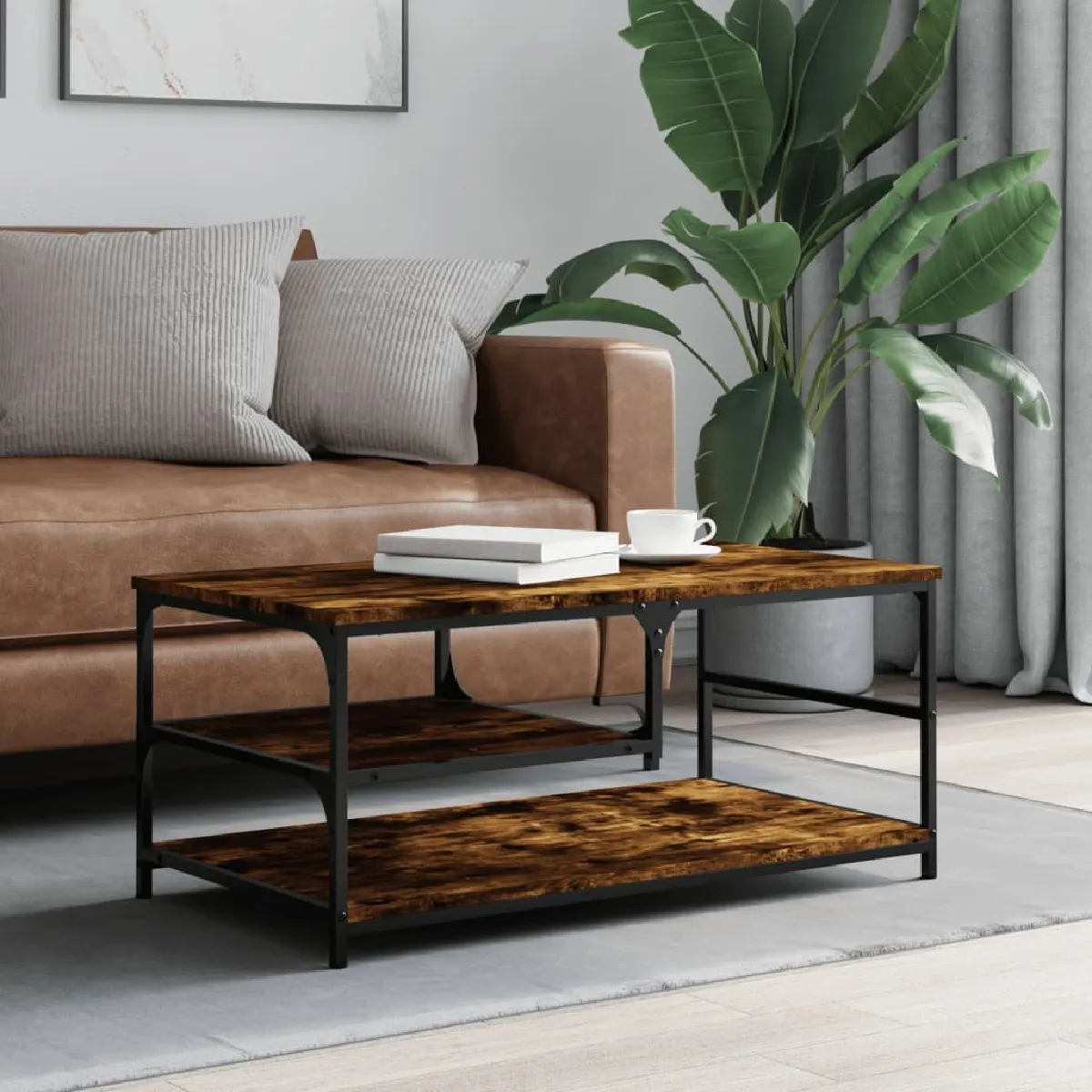 Non Communiqué Chêne Fumé Table Basse 90X49x40 Cm Bois D Ingénierie - Image 2