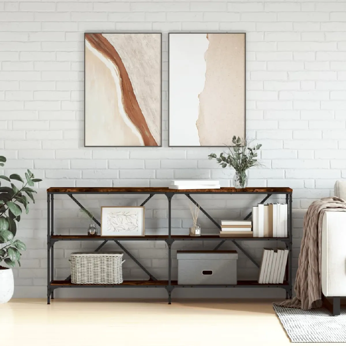 Vidaxl Table Console - Chêne Fumé
