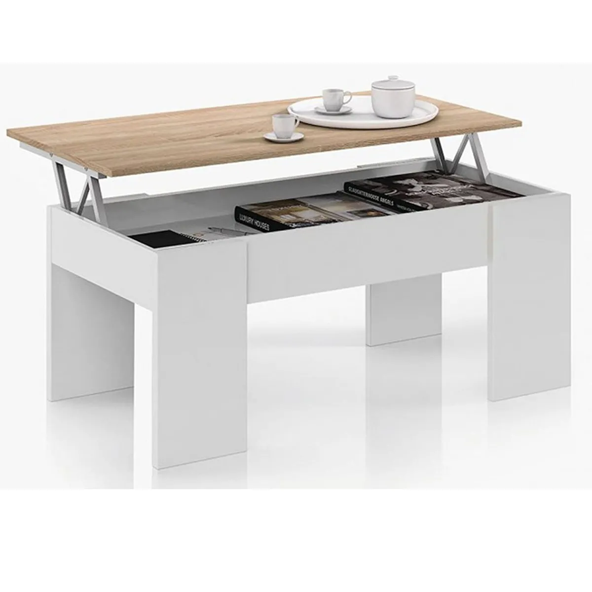 Meilleurs prix pour pegane Table basse modulable - Blanc chêne