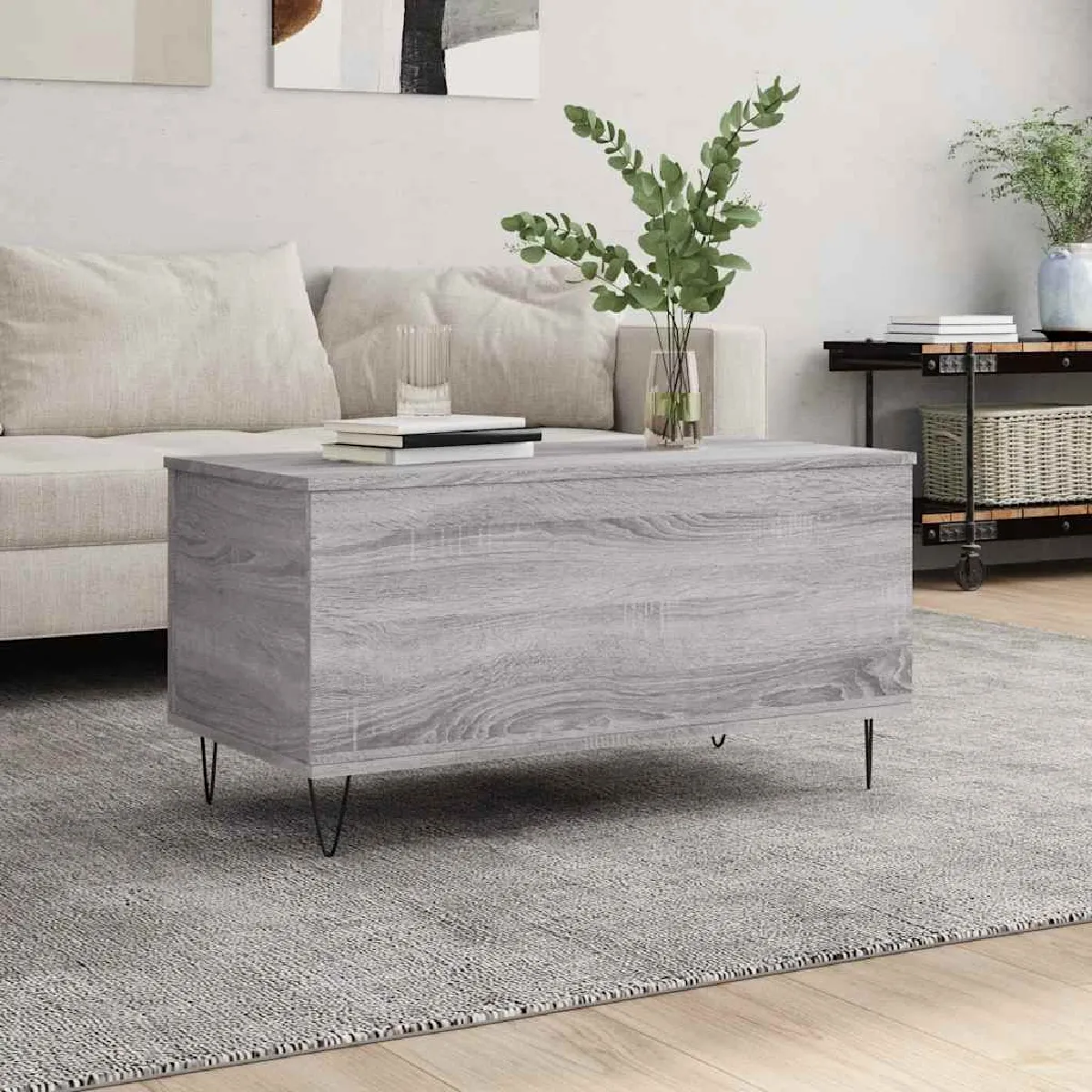 vidaXL - Table basse - 90 x 44,5 x 45 cm - Gris - Image 3