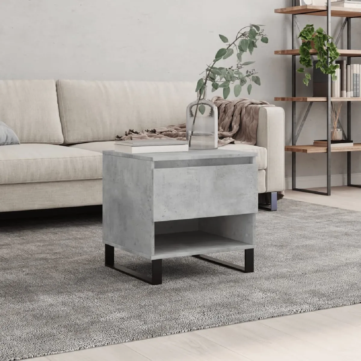 Comparer les prix de vidaXL Table basse gris béton 50x46x50 cm bois d'ingénierie