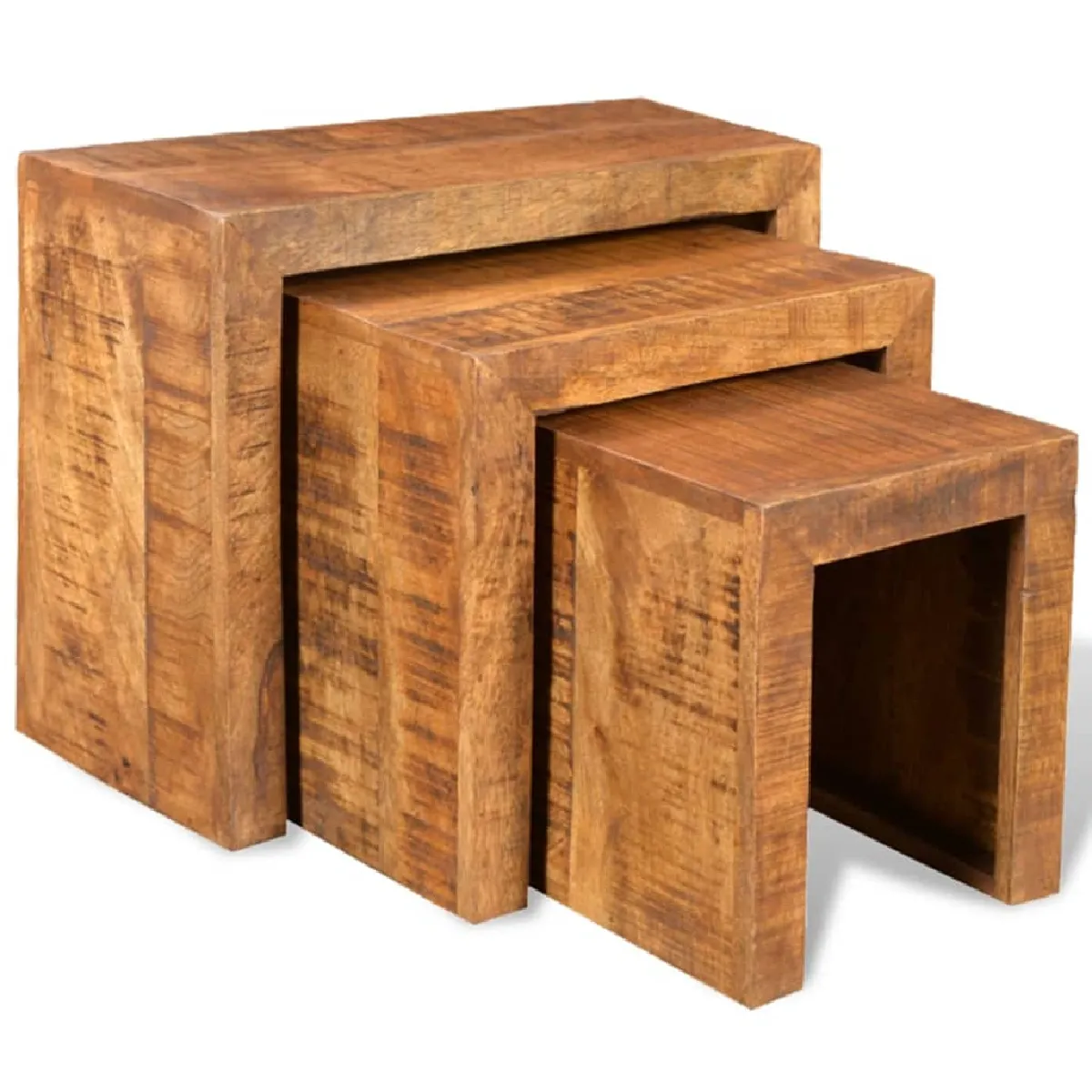Vidaxl Table Gigogne 3 Pcs Bois Massif De Manguier - Image 2