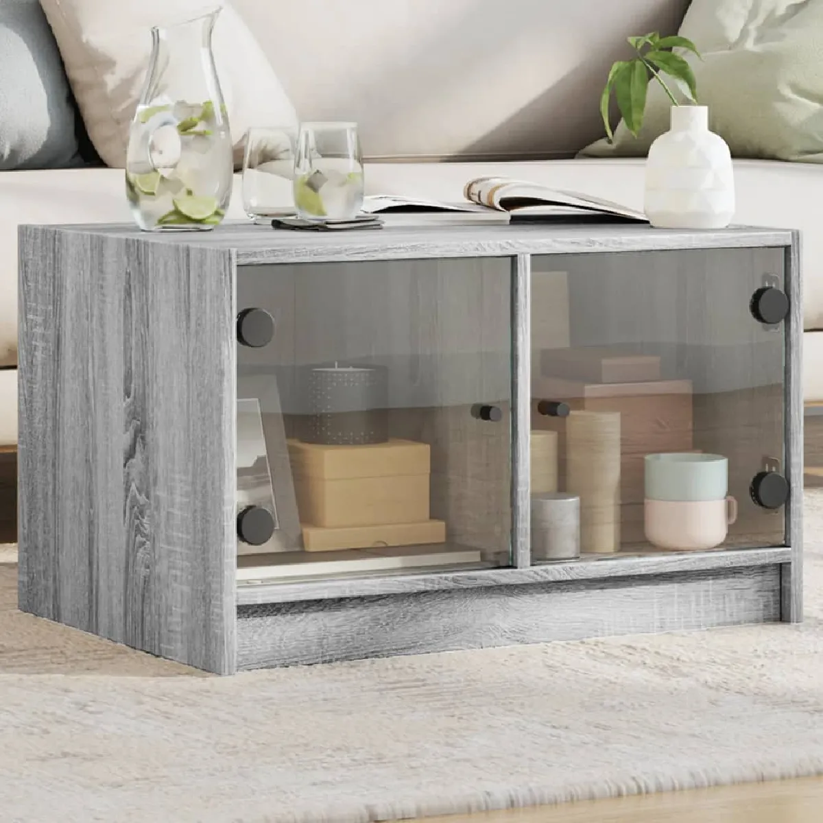 vidaXL Table basse avec portes en verre