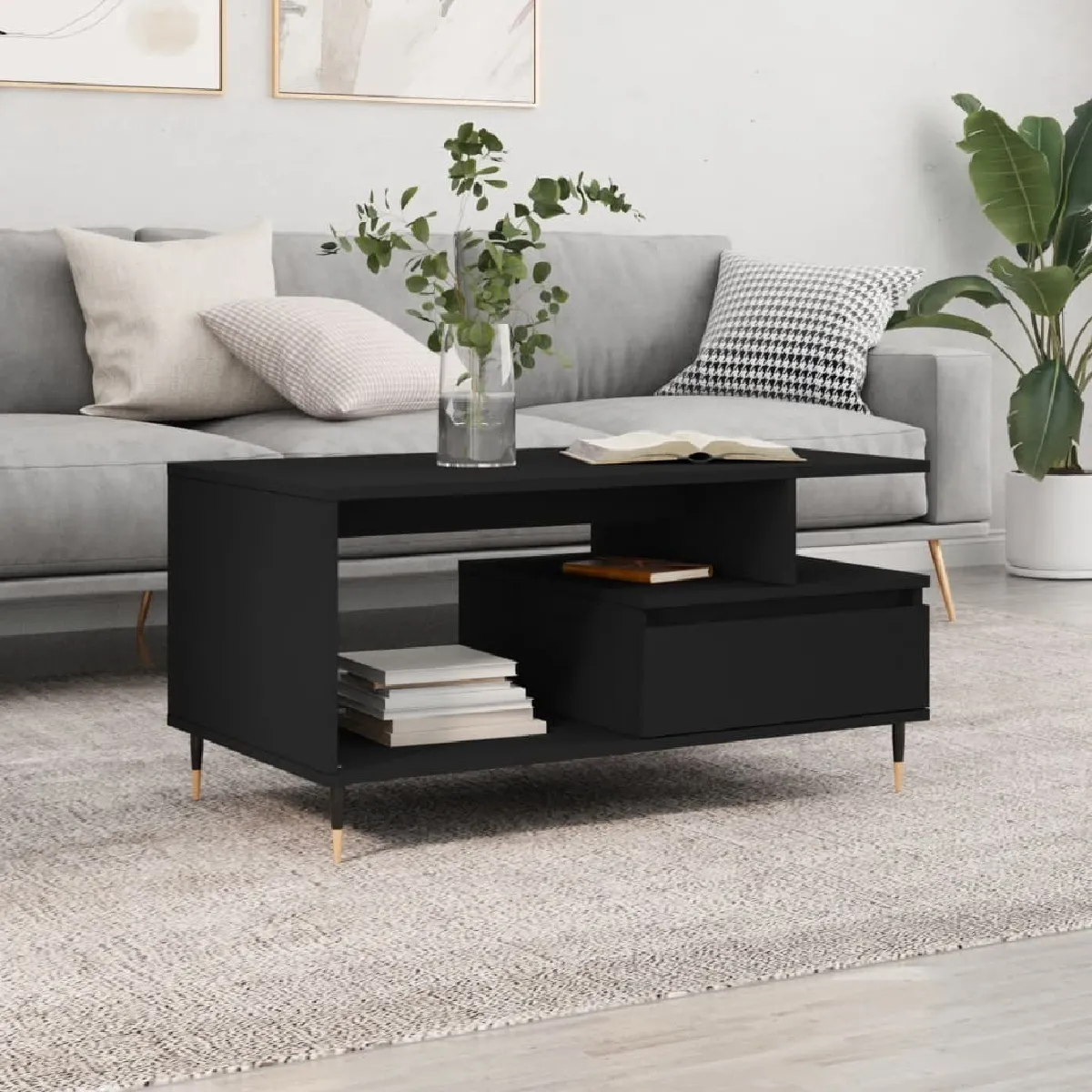Meilleurs prix pour Maison Chic Table Basse - Noir Bois d'Ingénierie