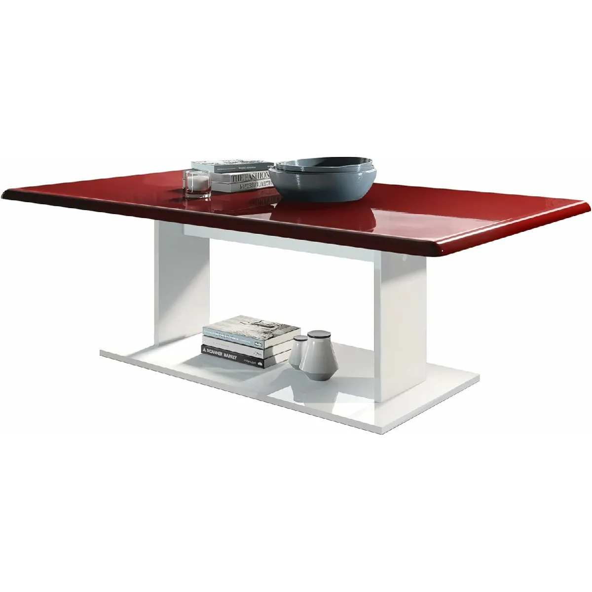 Comparer les prix de MPC Table Basse 120 cm - Blanc/Bordeaux
