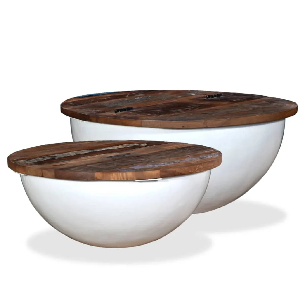 VIDAXL - Table basse - Ensemble 2 pièces - Bois de récupération massif - Blanc - 60 x 27 cm - Image 3