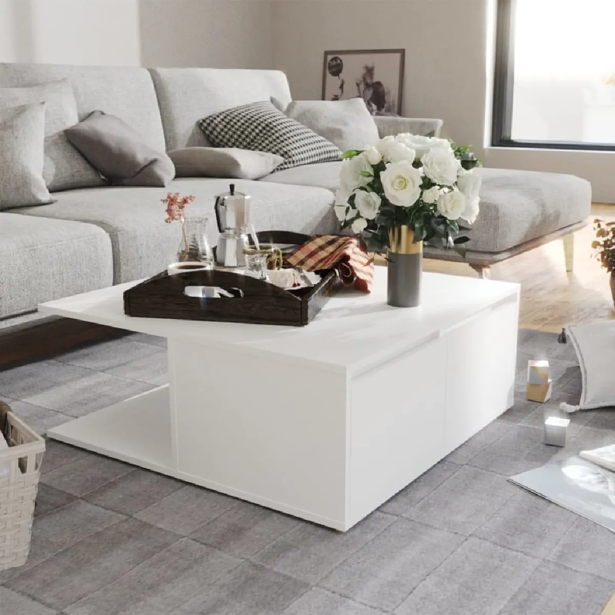 Vidaxl Blanc Table Basse 80X80x31 Cm Bois D Ingénierie - Image 2