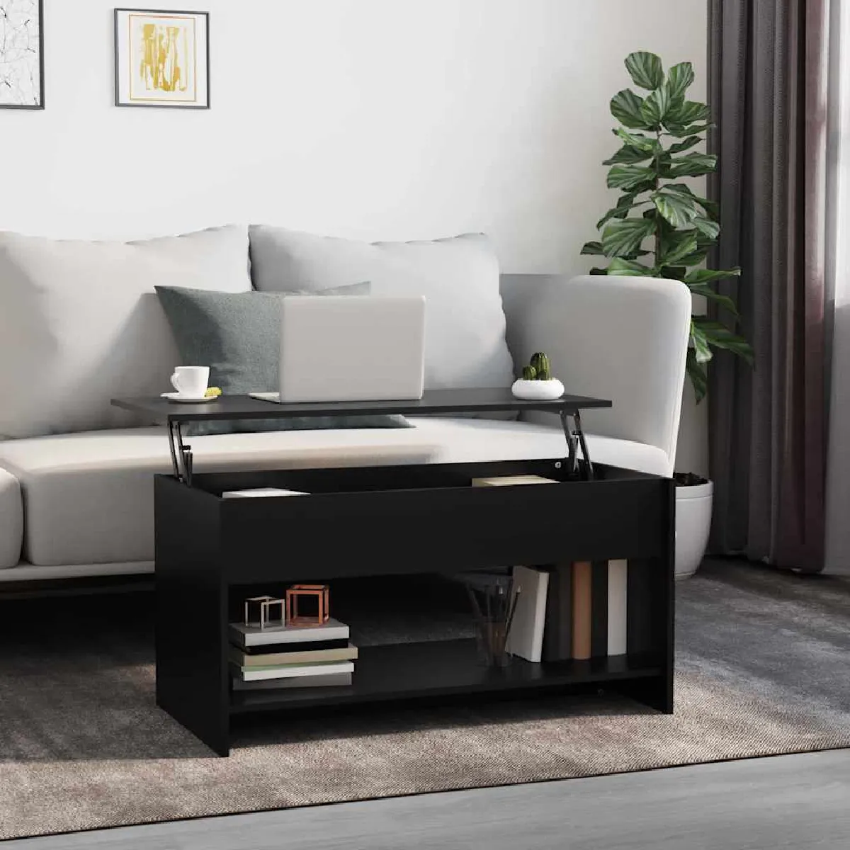 Comparer les prix de vidaXL Table basse noir moderne