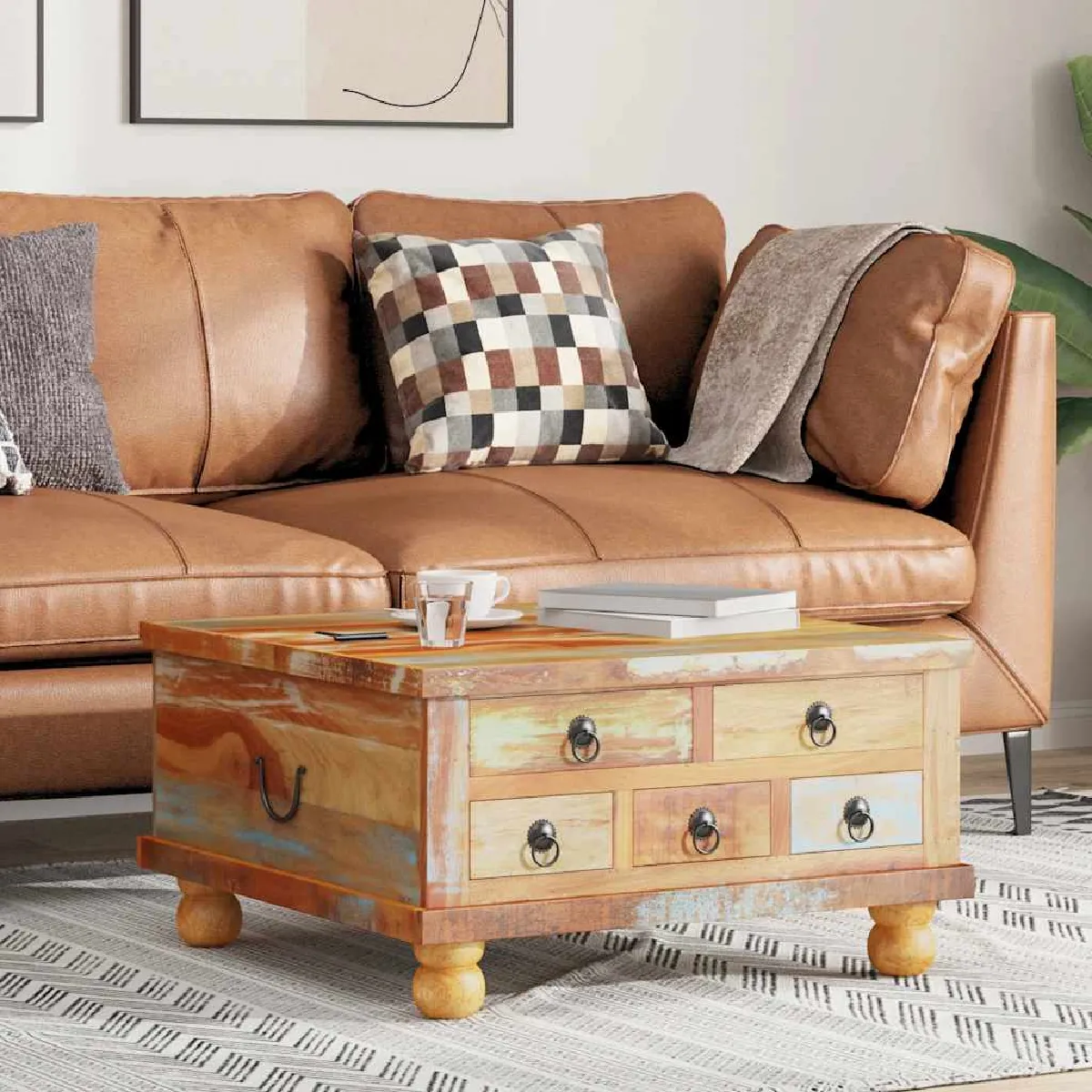 Vidaxl Table Basse Bois De Récupération 70 X 70 X 38 Cm - Image 3
