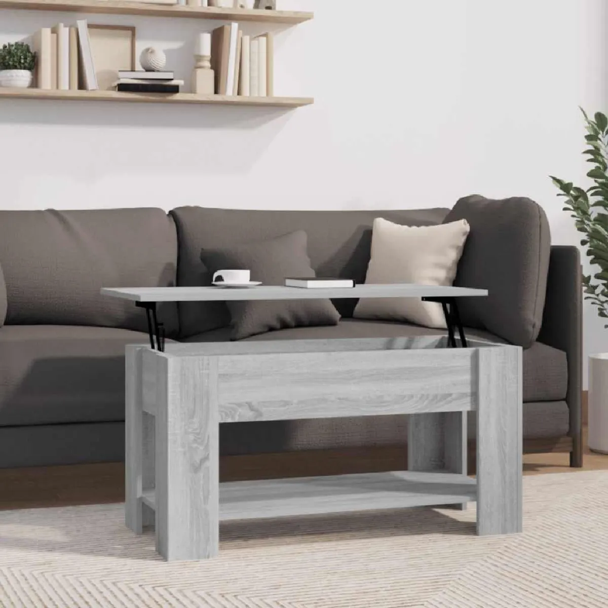 vidaXL - Table basse - Bois - Gris Sonoma - 101 x 49 x 52 cm - Image 2