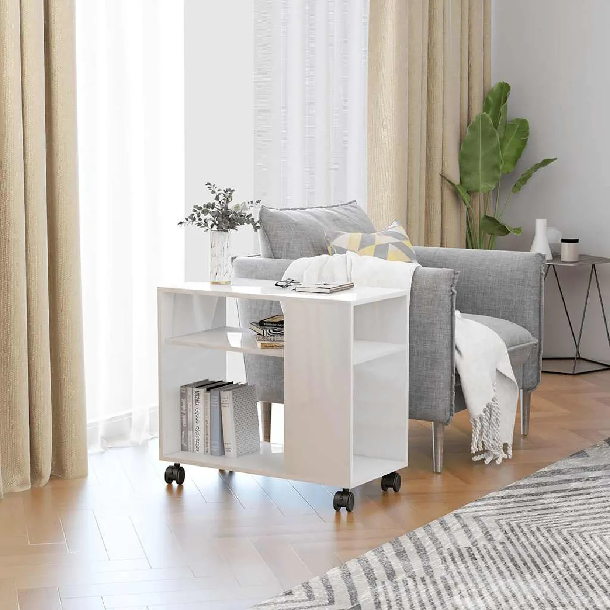 VidaXL Table d'Appoint Blanc Brillant