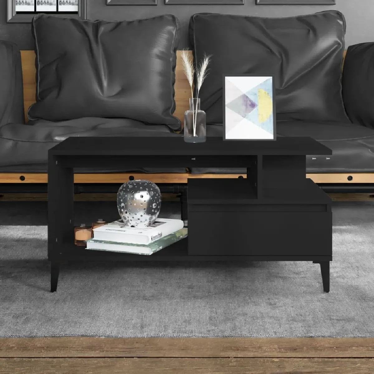 Comparer les prix de Maison Chic Table Basse Noir 90x49x45 - MN62479