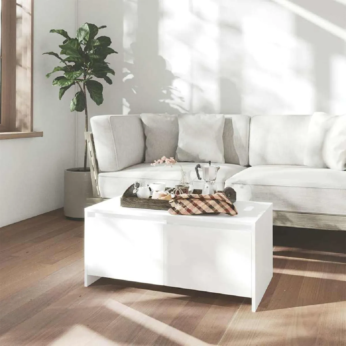 Vidaxl Blanc Table Basse 90X50x41,5 Cm Bois D'ingénierie809818 - Image 2