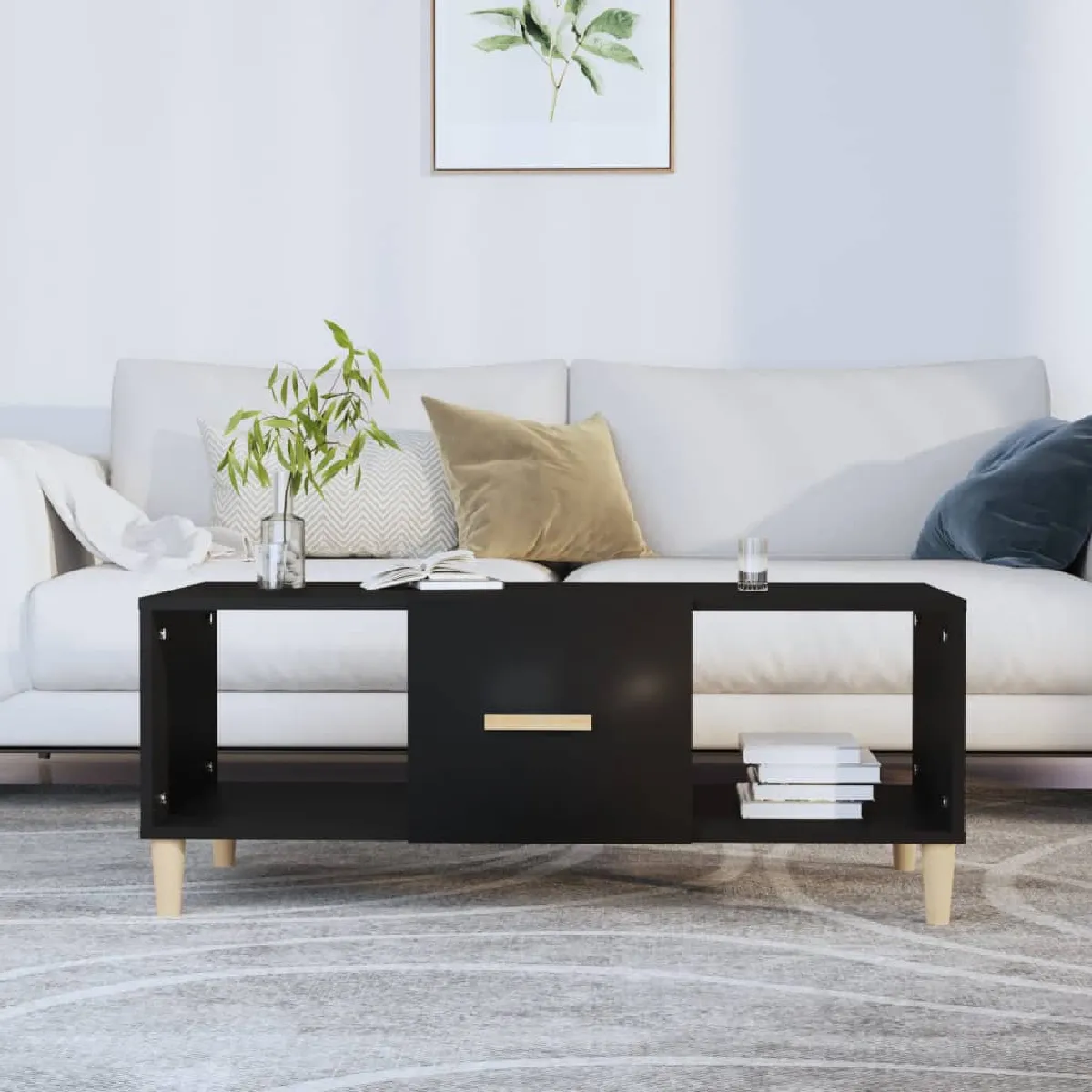 Non Communiqué Noir Vidaxl Table Basse 102X50x40 Cm Bois D'ingénierie812691 - Image 3