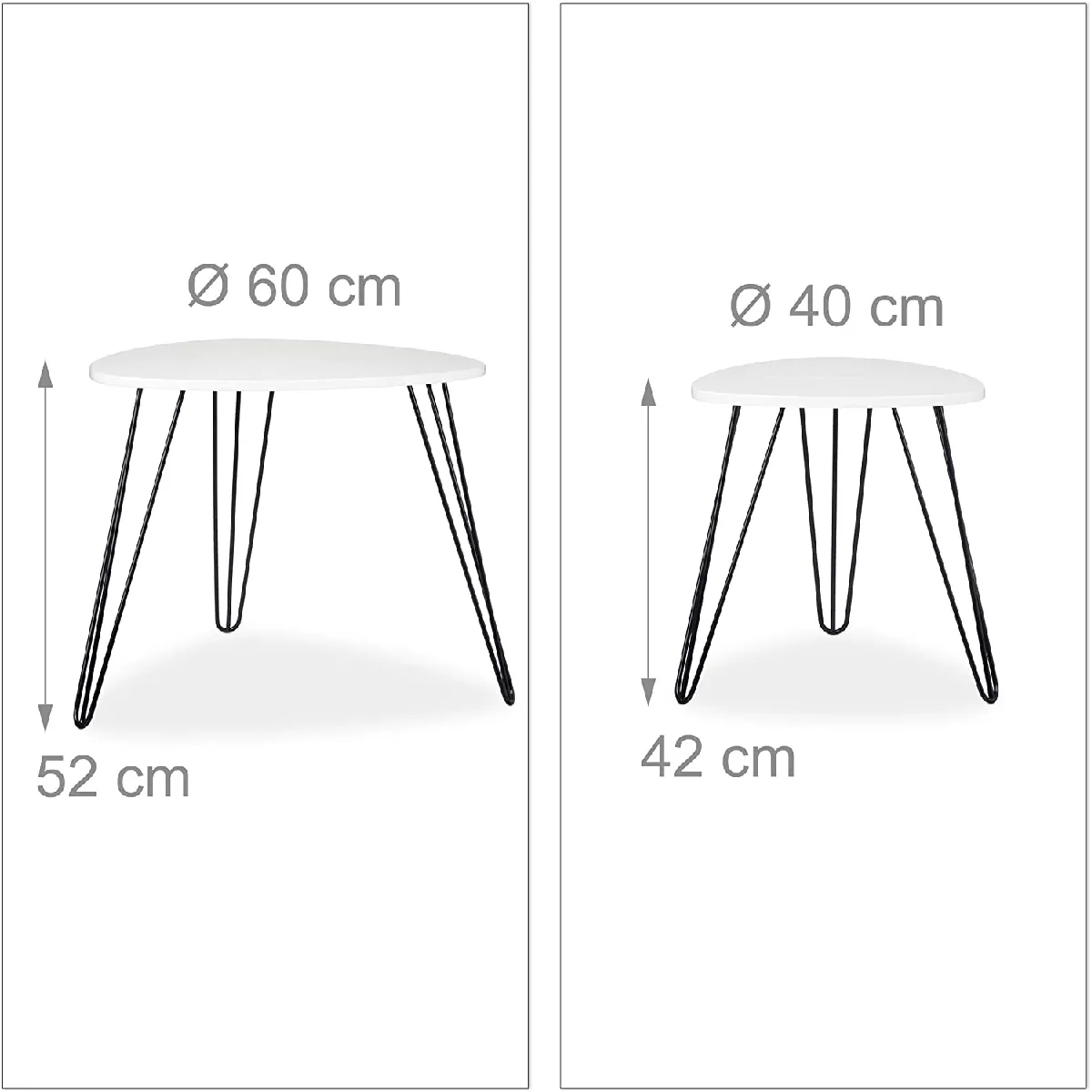 Comparer les prix de Table basse d'appoint angulaire - Lot de 2 blanc/noir