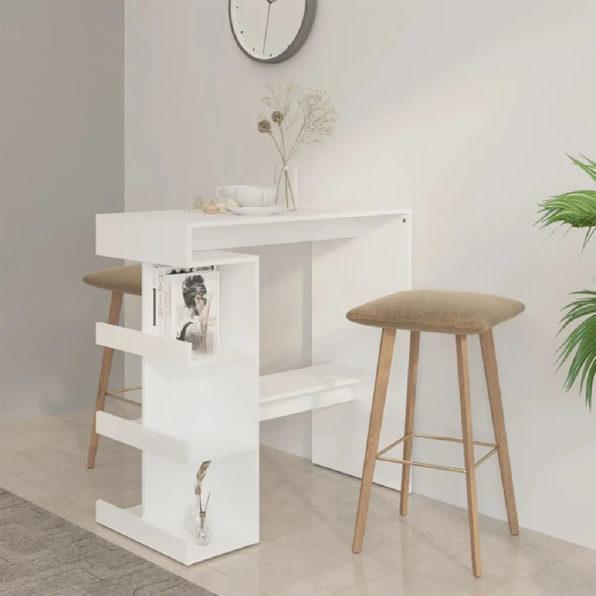 vidaXL Table de Bar - Blanc