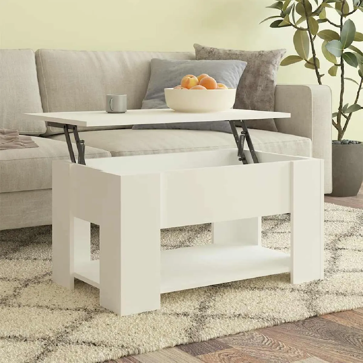Vidaxl Blanc Table Basse 79X49x41 Cm Bois D Ingénierie - Image 2