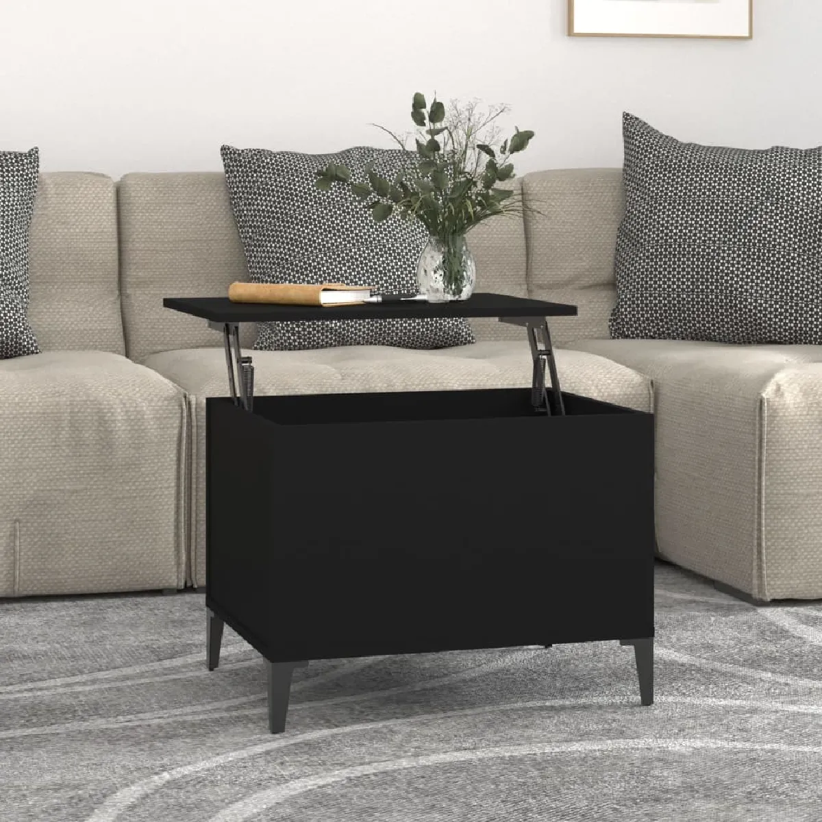 Comparer les prix de Maison Chic Table Basse Noir Bois Ingénierie