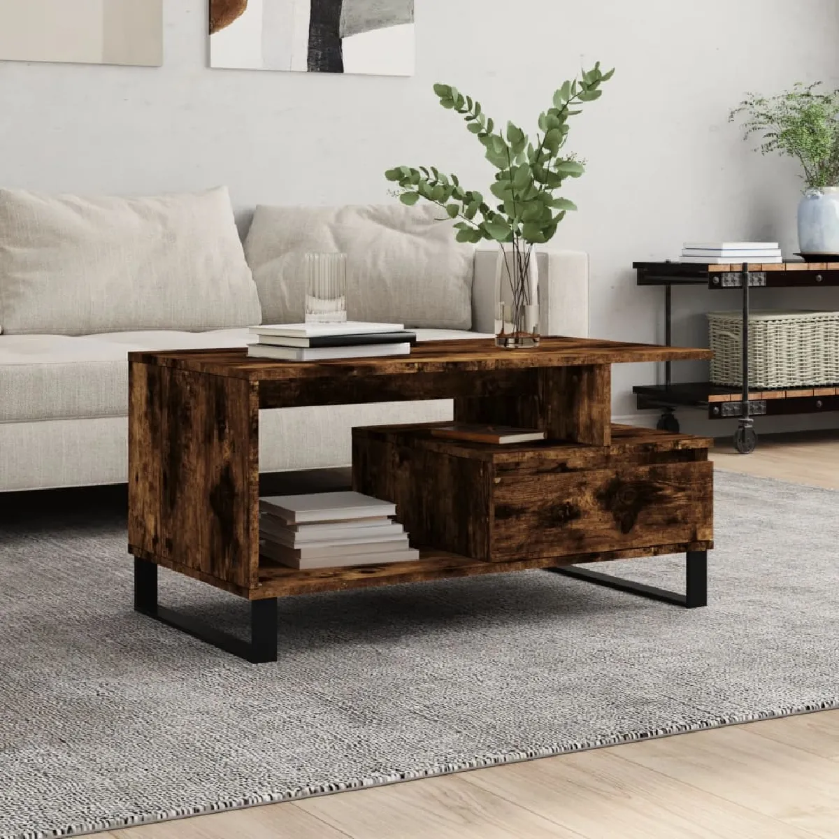 Comparer les prix de Vidaxl Table basse Chêne fumé 90x49x45 cm