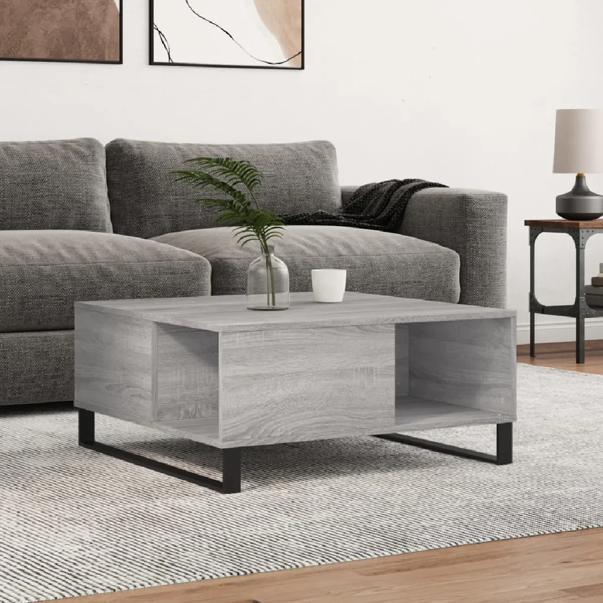 VIDAXL - Table basse - 80x80x36,5 cm - Gris - Image 3