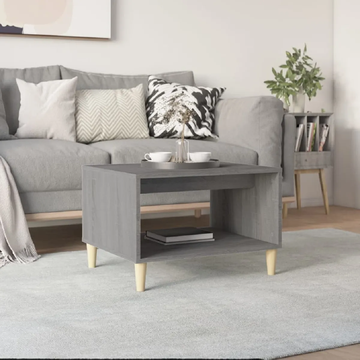 vidaXL - Table basse - Sonoma - Gris - 60 x 50 x 40 cm - Image 2