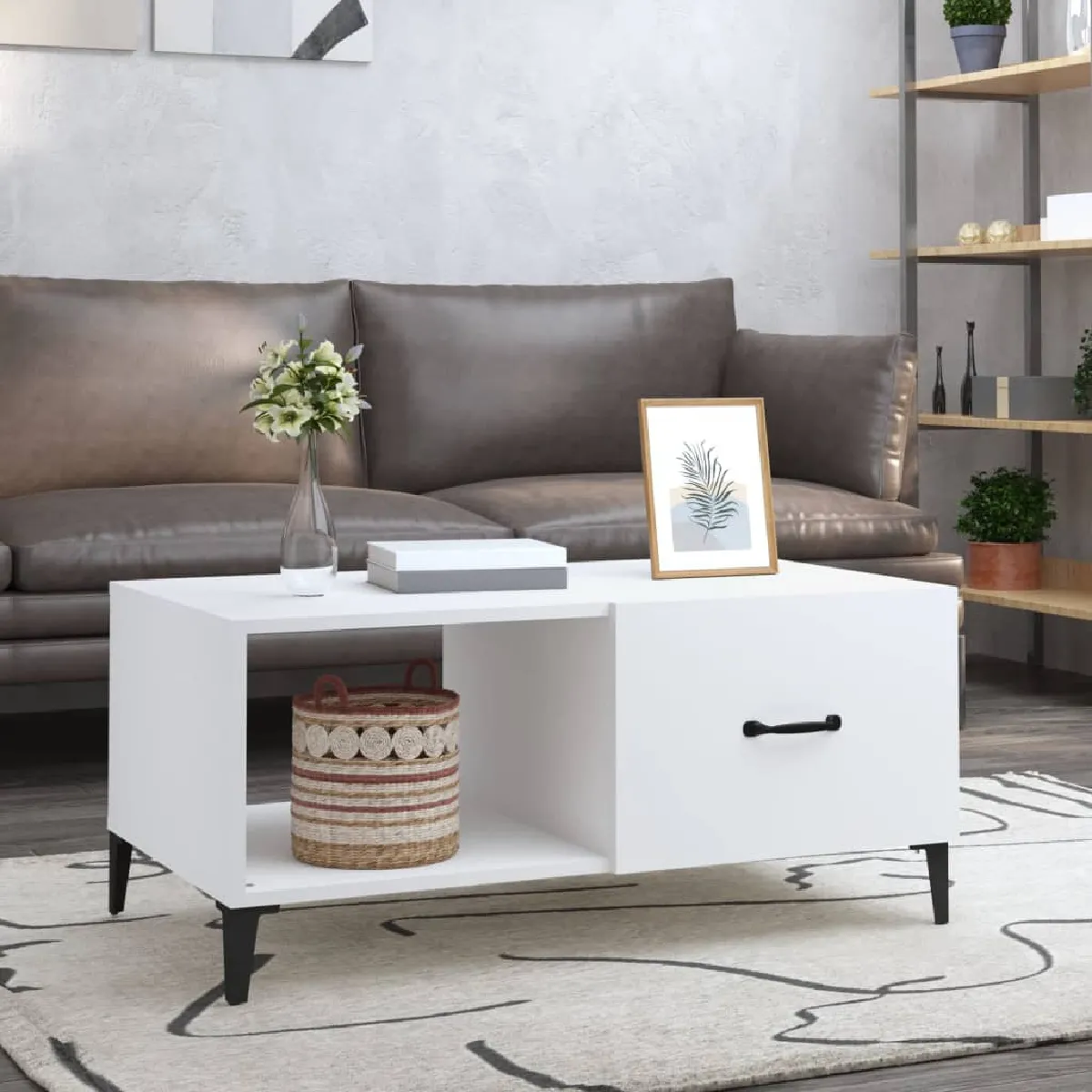 Comparer les prix de vidaXL Table basse Blanc 90x50x40 cm