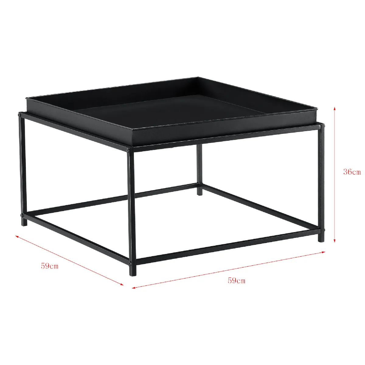 Comparer les prix de Table basse carrée métal noir 59 cm