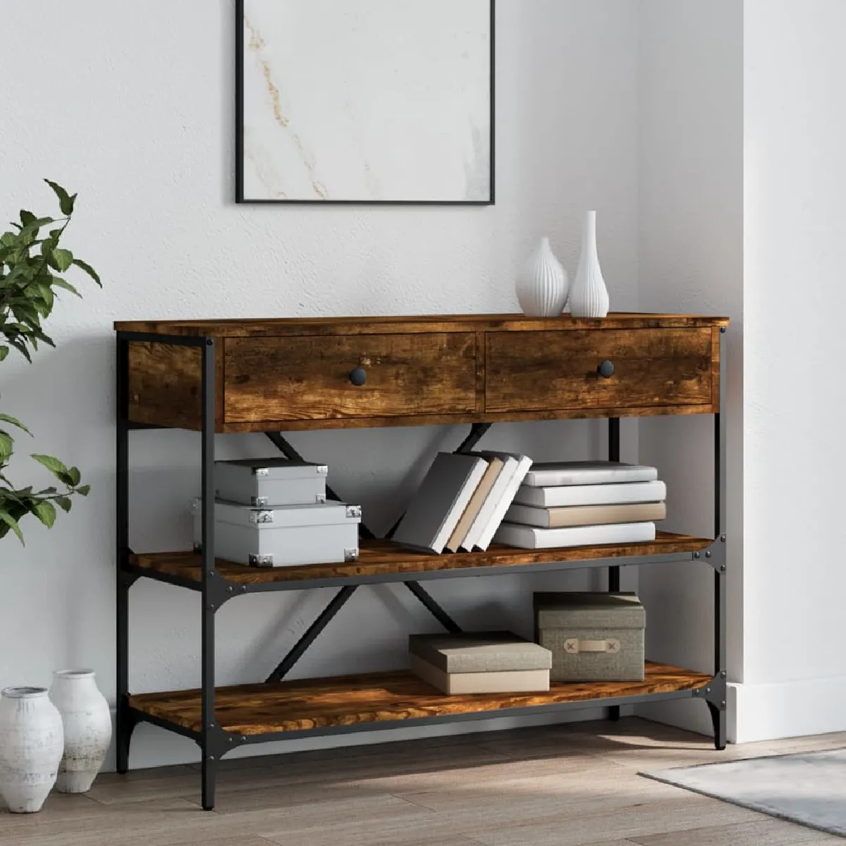 VIDAXL - Table console - Chêne - Fumé - 833405 - Image 2