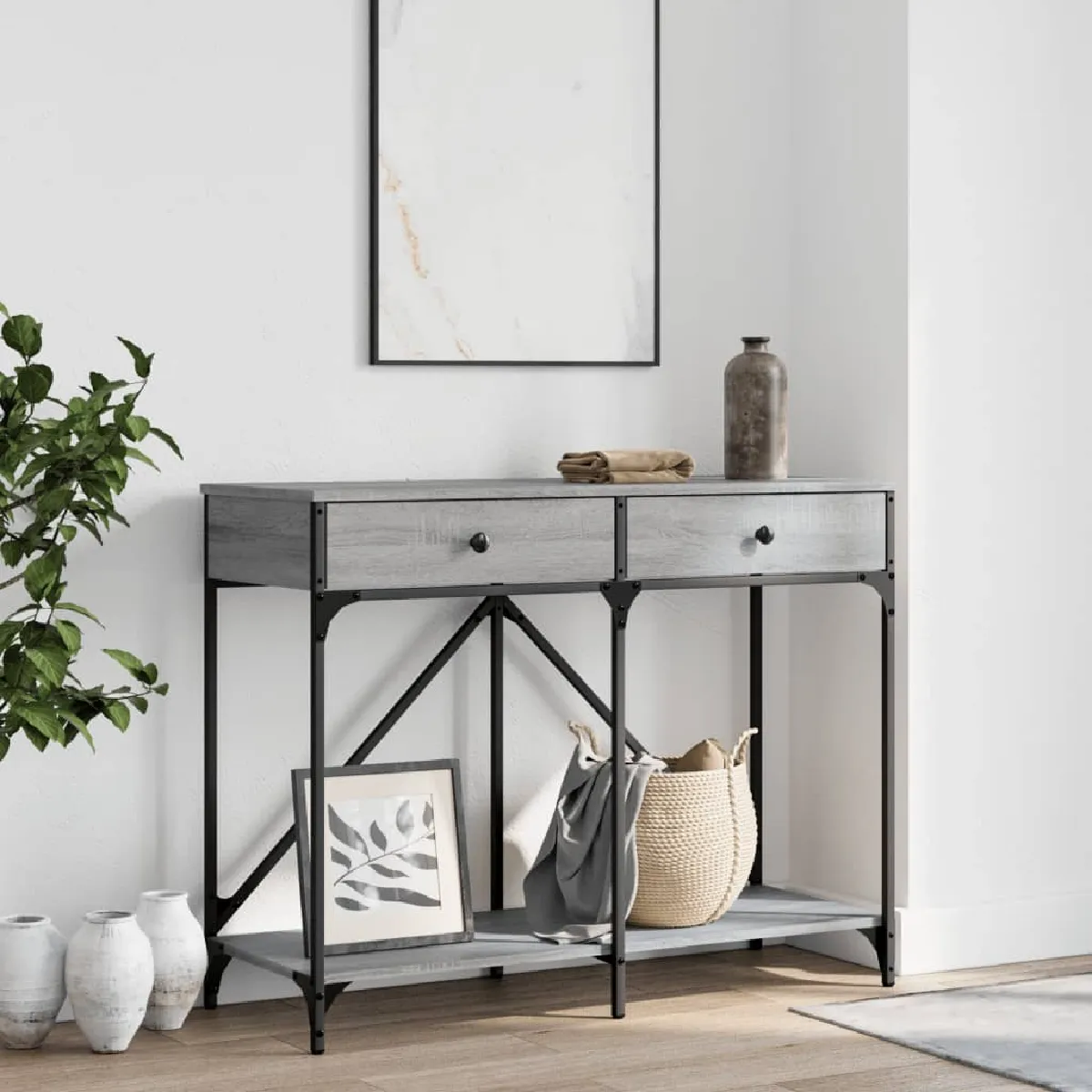 Non Communiqué Gris Vidaxl Table Console Sonoma 100X39x78,5 Cm Bois D'ingénierie835487 - Image 3