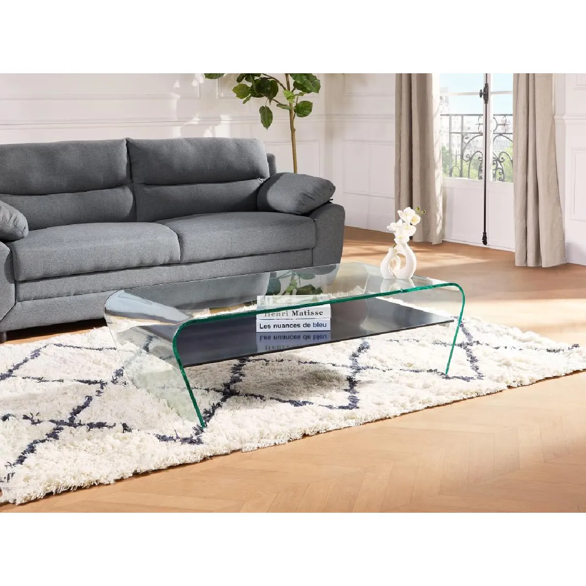 Comparer les prix de VENTE-UNIQUE Table basse KELLY Verre Trempé Noir