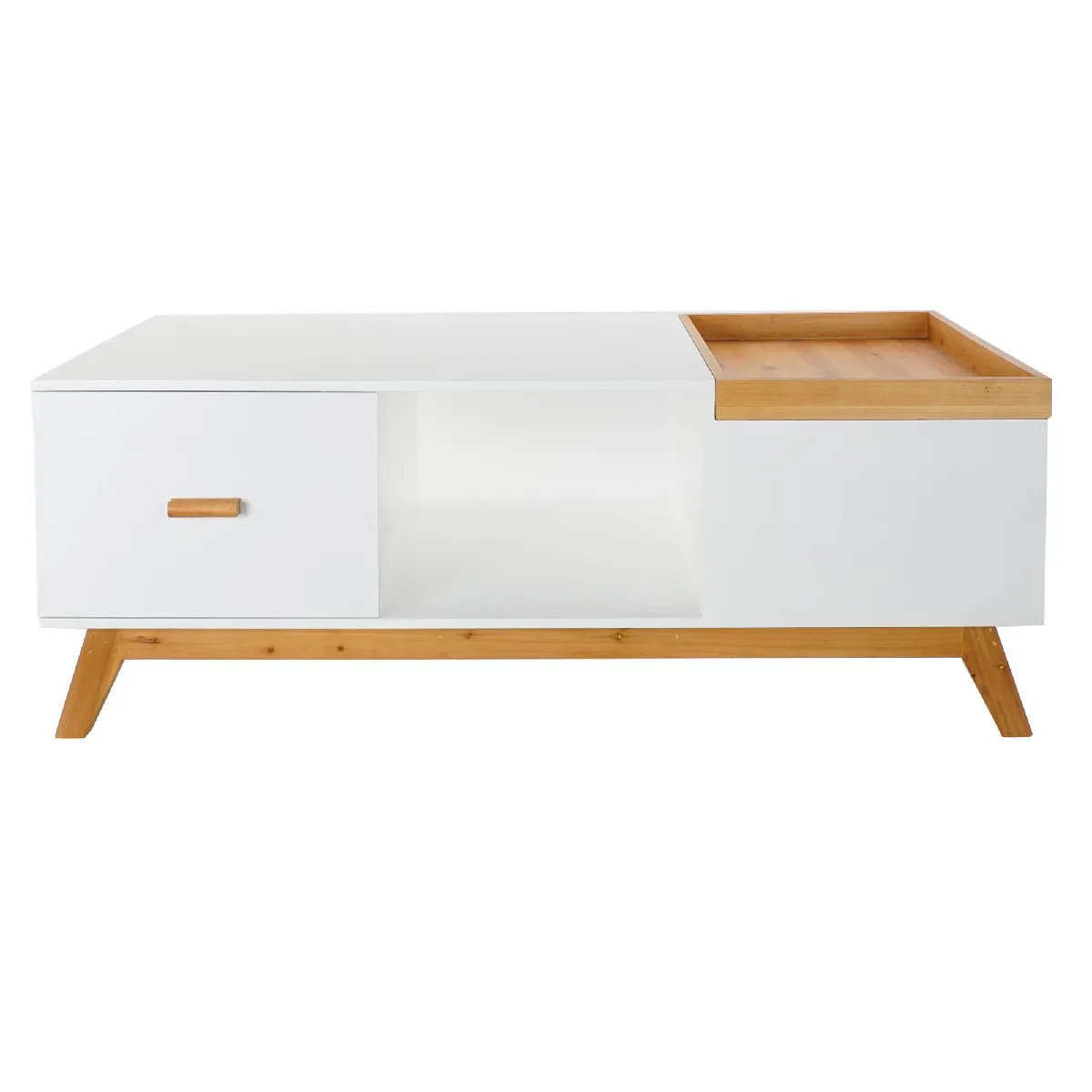 Comparer les prix de Pegane Table basse MDF - Blanc/Naturel
