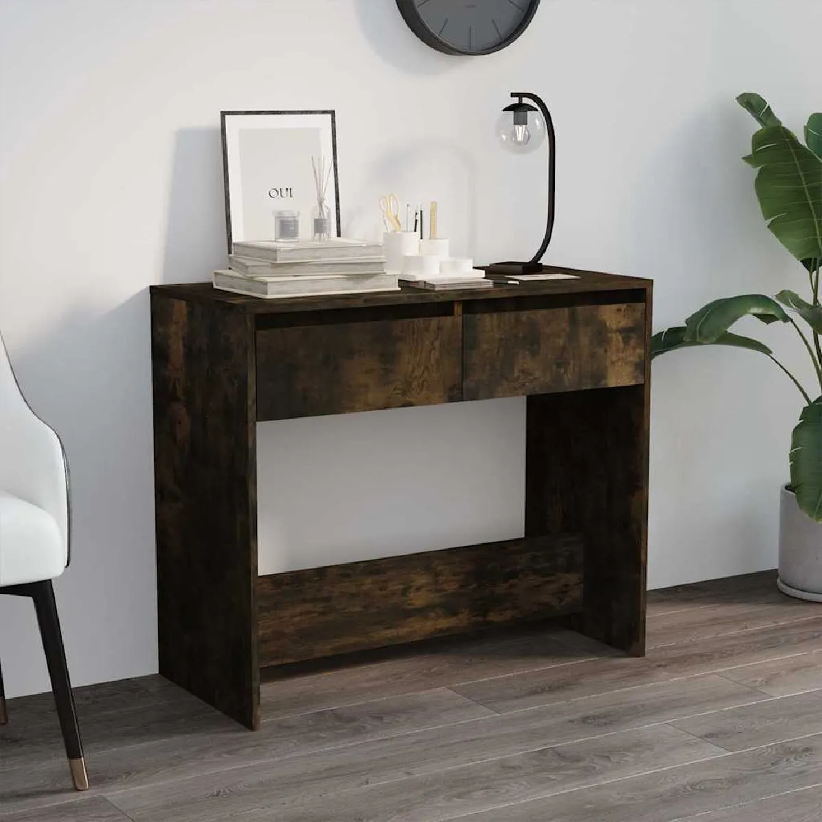 Non Communiqué Brun Vidaxl Table Console Chêne Fumé 89X41x76,5 Cm Bois D'ingénierie812999 - Image 3