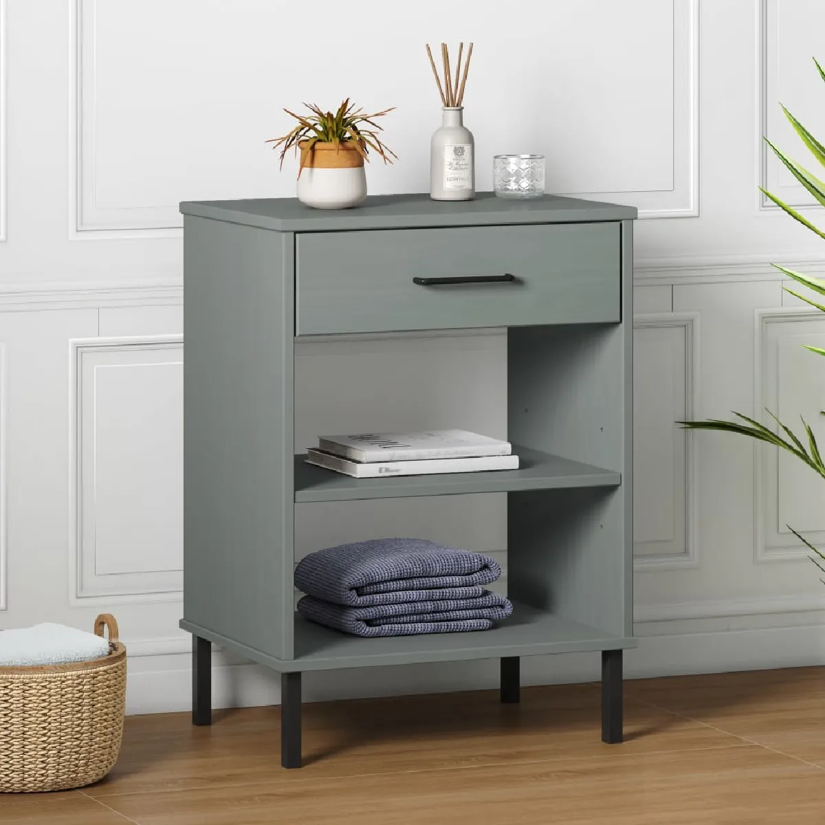 Comparer les prix de vidaXL Armoire console Oslo - Gris