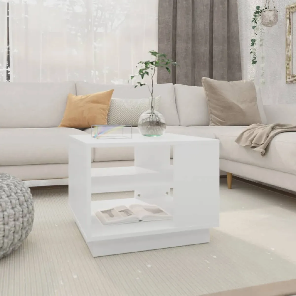 vidaXL - Table basse - 55x55x43 cm - Blanc - Image 2