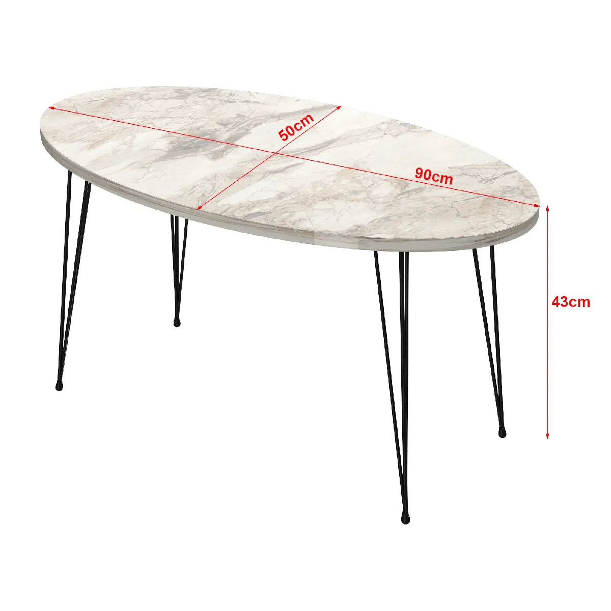 Comparer les prix de Table basse marbre blanc noir 90 cm