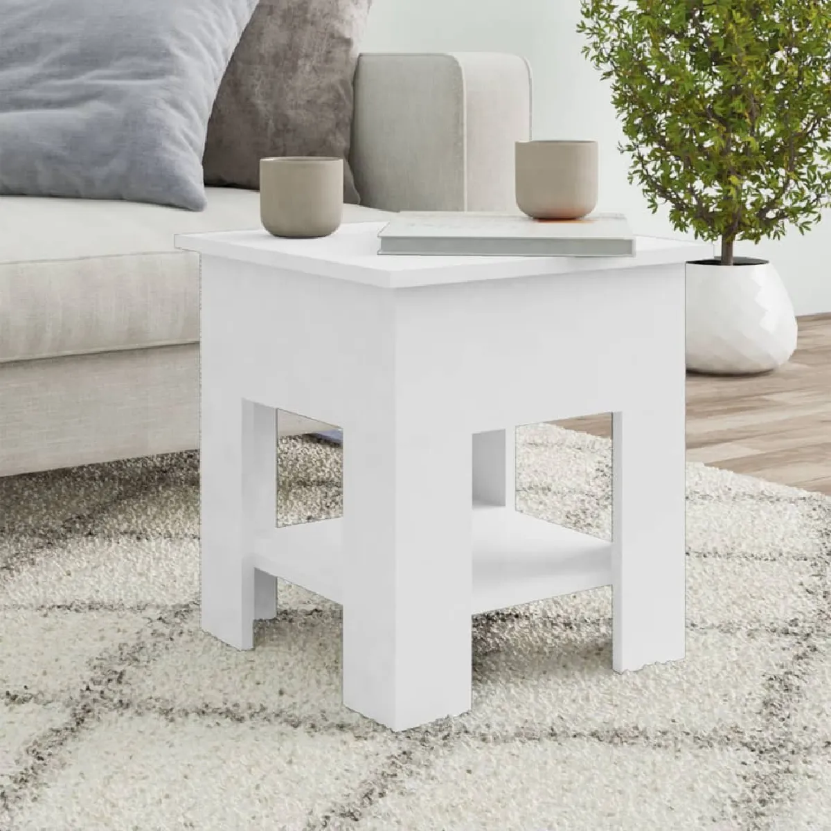 VIDAXL - Table basse - Bois d'ingénierie - Blanc - 40x40x42 cm - Image 3