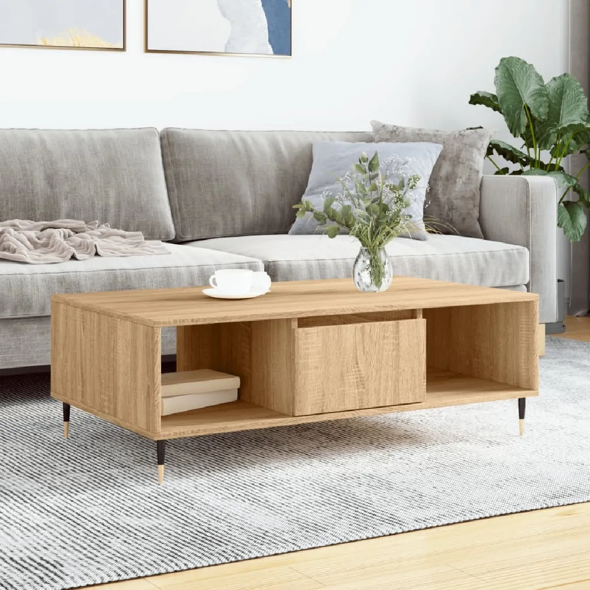 Comparer les prix de Maison Chic Table Basse - Chêne Sonoma - 104x60x35 cm