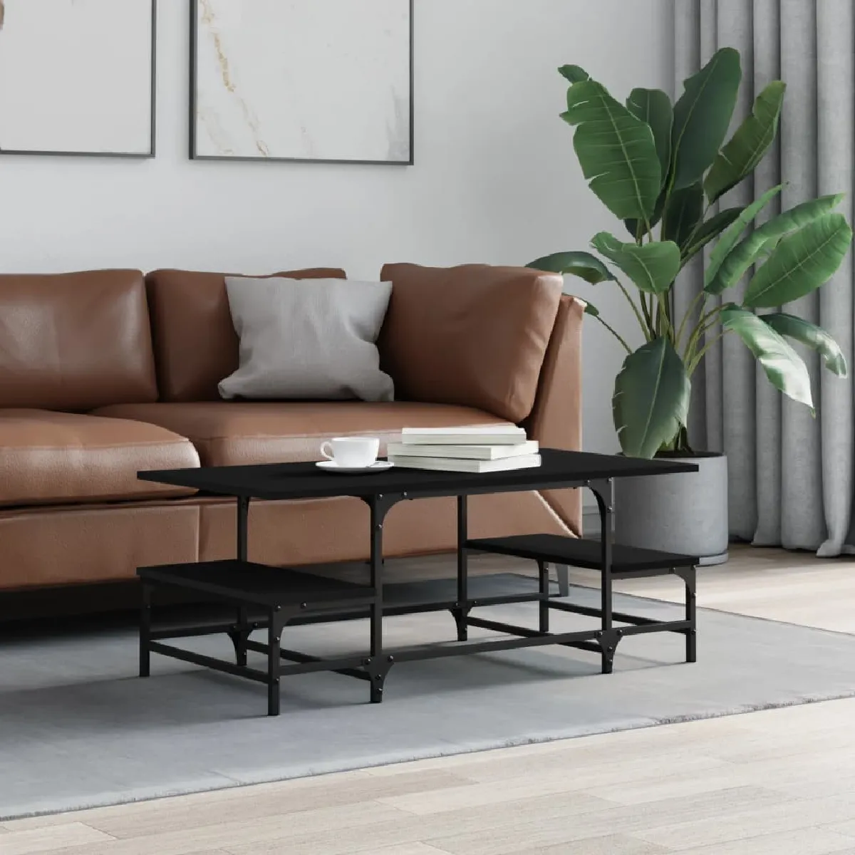 Non Communiqué Noir Vidaxl Table Basse 100X50,5X40 Cm Bois D'ingénierie 835374 - Image 3
