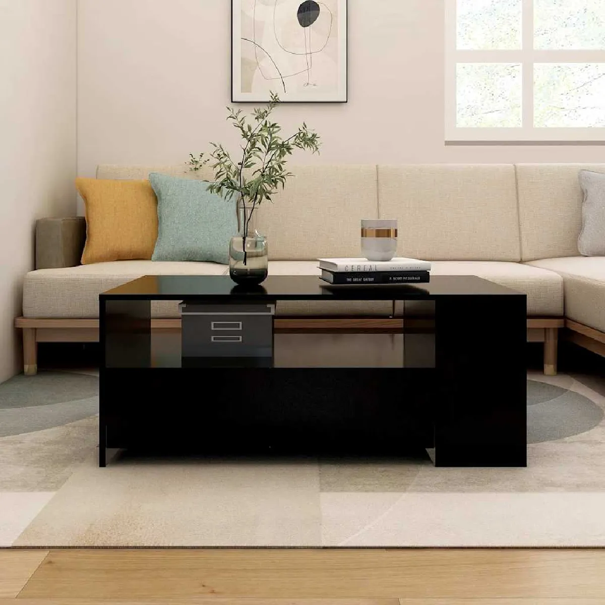 VIDAXL - Table basse - 102x55x42 cm - Noir - Image 3