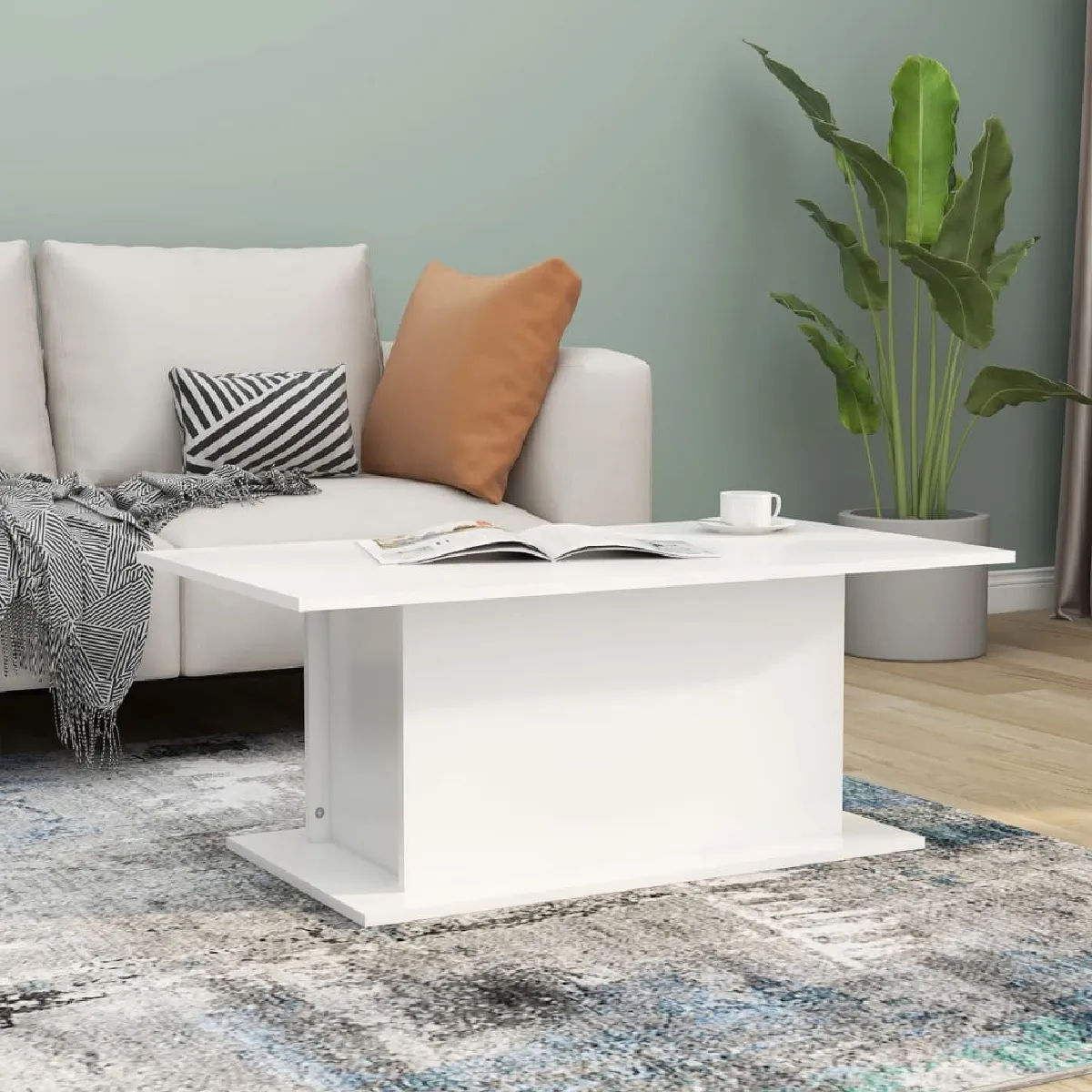 VIDAXL - Table basse - 102 x 55,5 x 40 cm - Blanc - Image 2