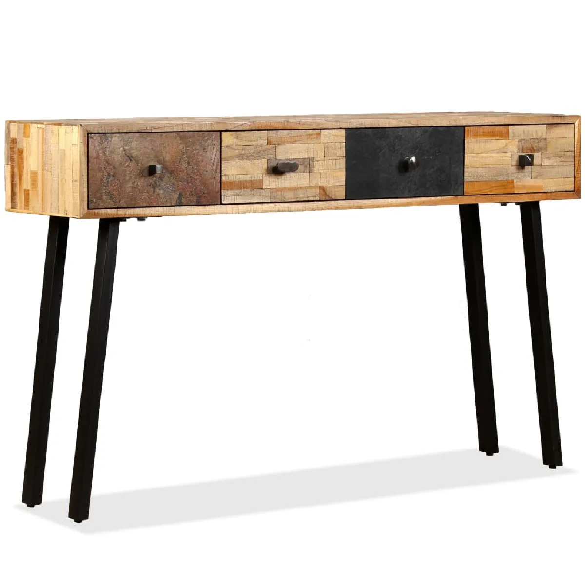 Vidaxl Multicolore Table Console Teck Massif De Récupération 120 X 30 X 76 Cm - Image 3