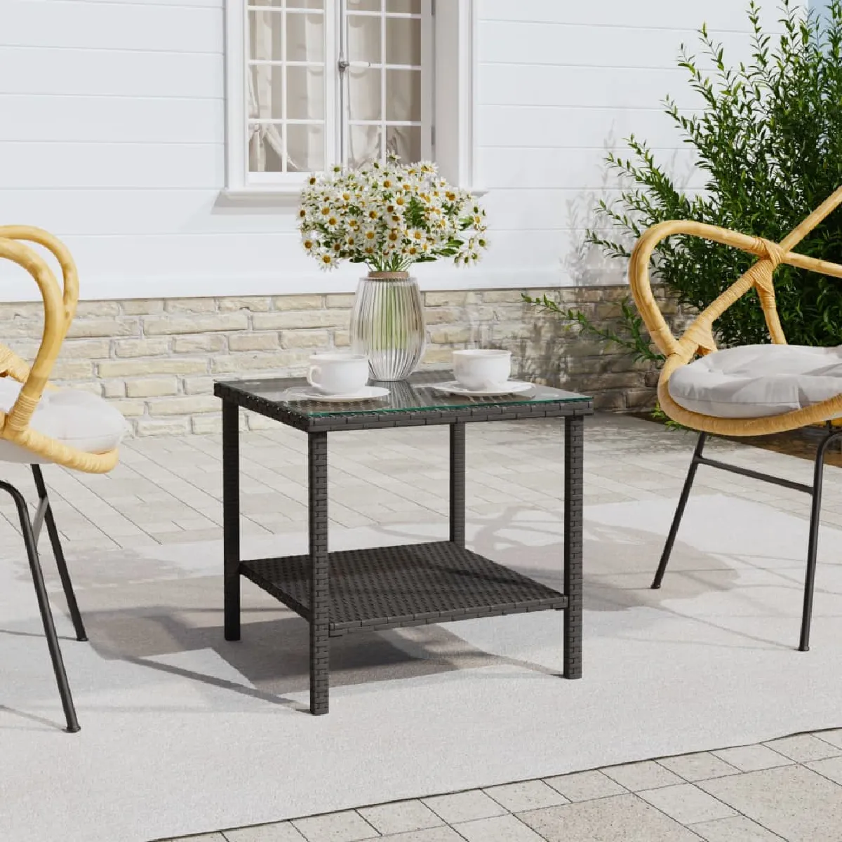 VidaXL Table d'appoint Poly Rotin