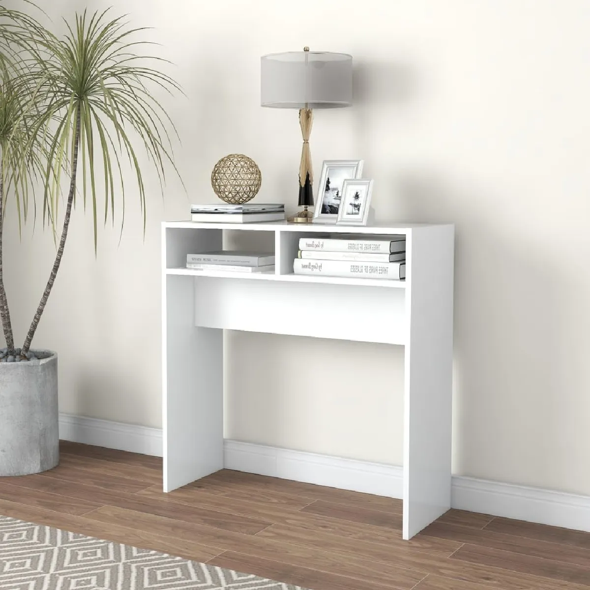 Vidaxl Blanc Table Console 78X30x80 Cm Bois D Ingénierie - Image 3