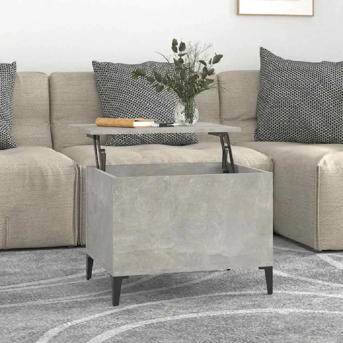 Non Communiqué Gris Vidaxl Salontafel 60X44,5X45 Cm Bewerkt Hout Betongrijs819576 - Image 3