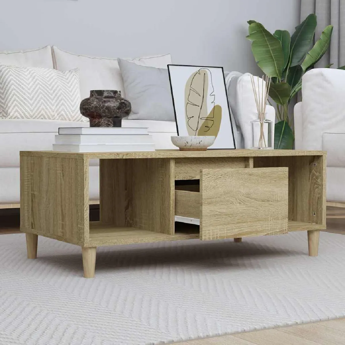 VIDAXL - Table basse - 90x50x36,5 cm - Chêne Sonoma - Image 3